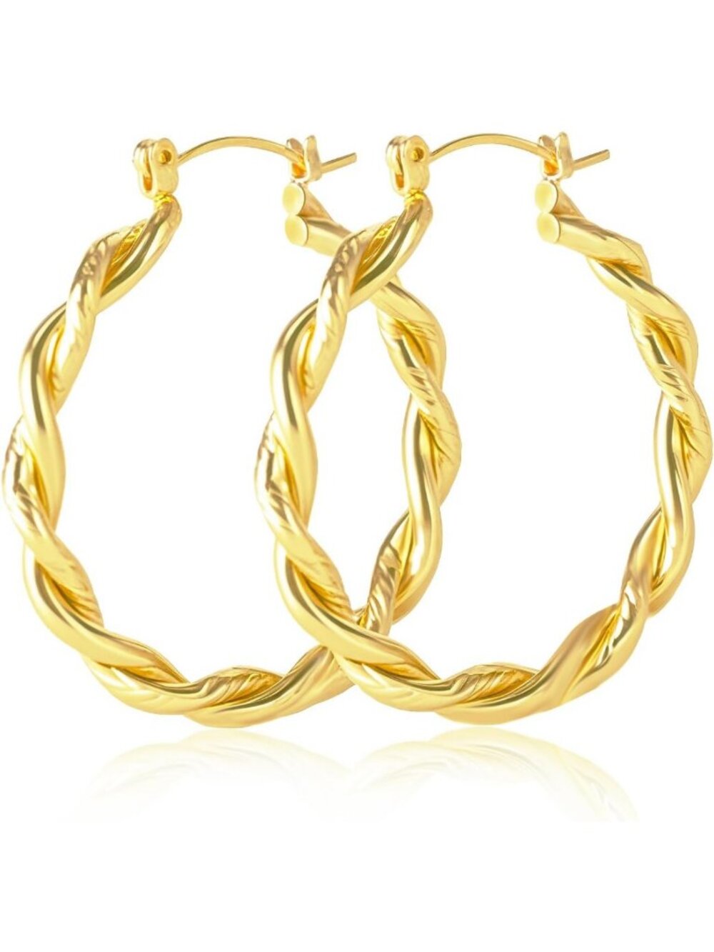 Twisted 14K Gold Hoop Earrings for Women - Elegant Gold Jewelry Accessory